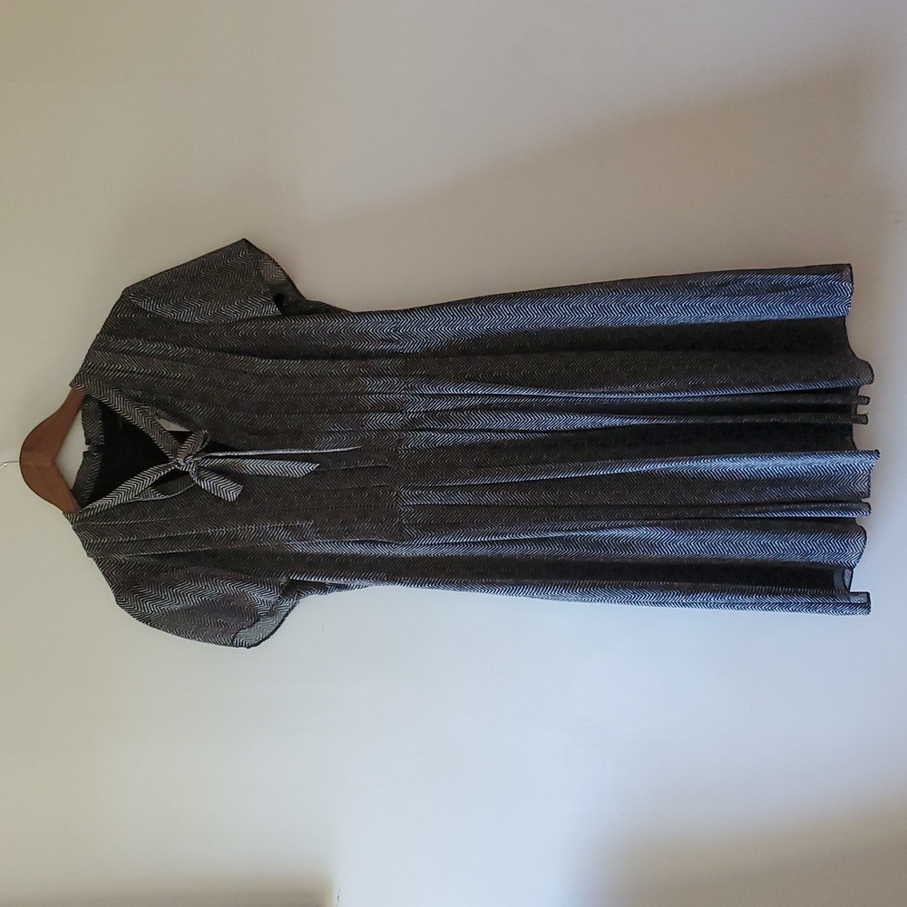 Herringbone Tie-Neck Dress - Ann Taylor